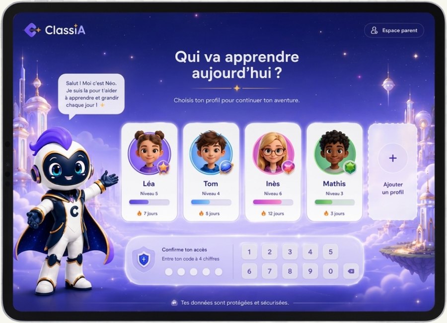 Écran d'accueil de ClassiA