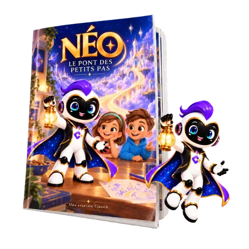 Néo, la mascotte de ClassiA, tient sa lanterne